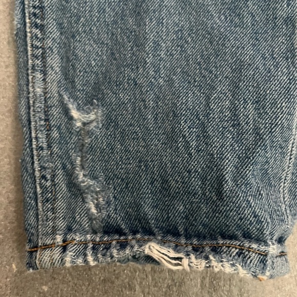 [W24Ins27”]Agolde Feel Good Blue Straight-Leg Button Fly Jeans Distressed Flaw - Picture 6 of 12